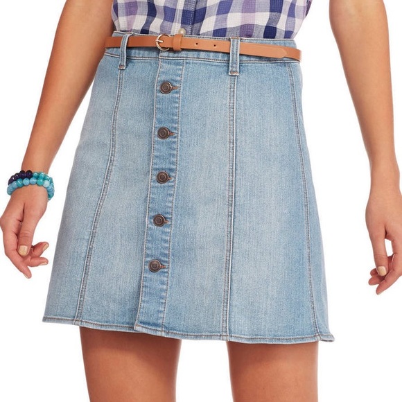 Faded Glory Dresses & Skirts - Faded Glory front button A Line denim skirt 14